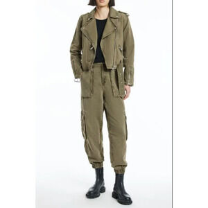 AllSaints Frieda Twill Cargo Joggers US Size 4 Green Jogger Pants chic utility